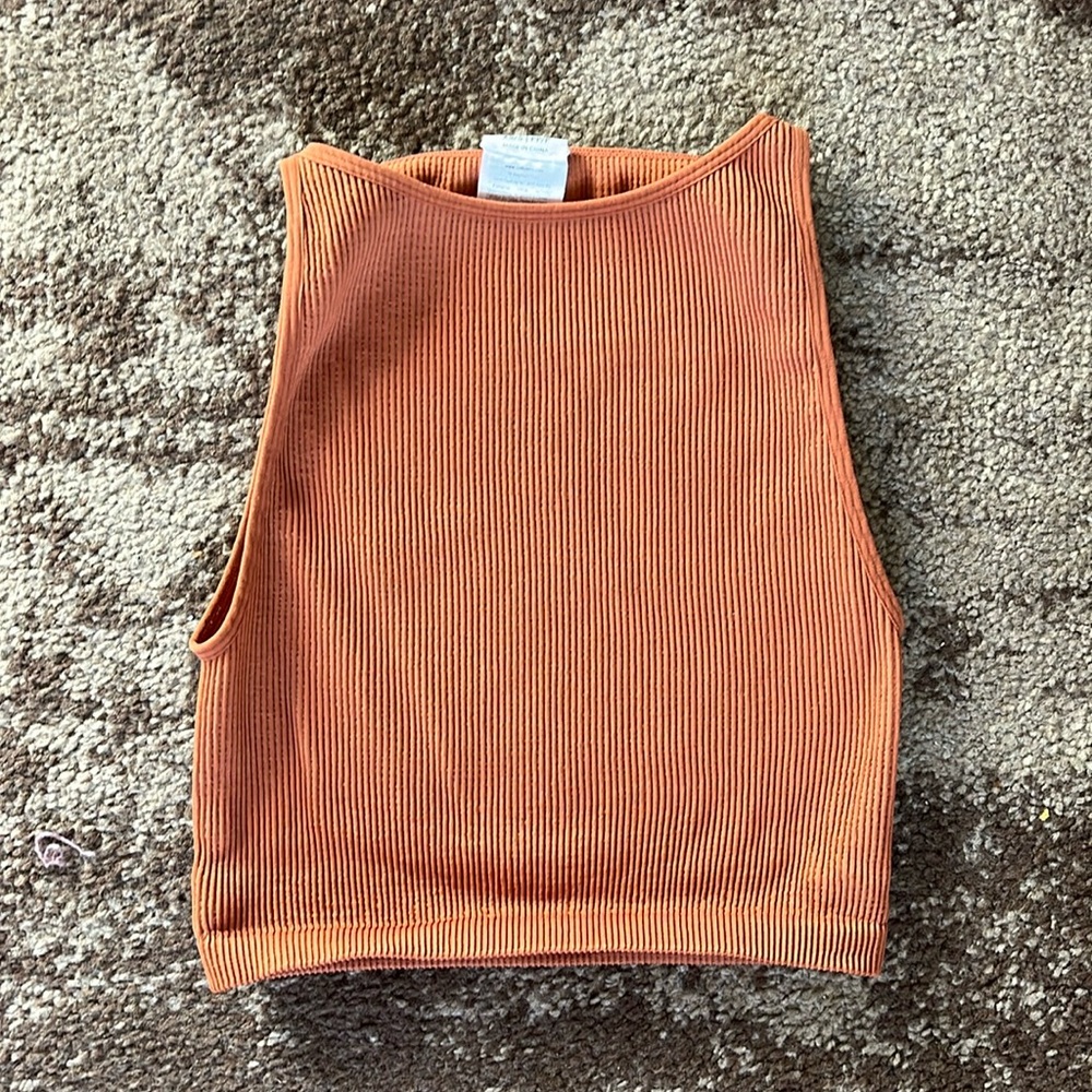 Burnt orange ribbed tank top